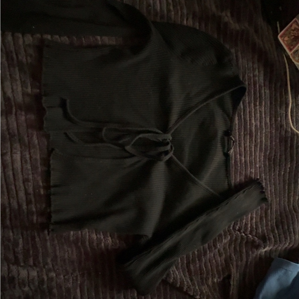 Black Textured Knit Top